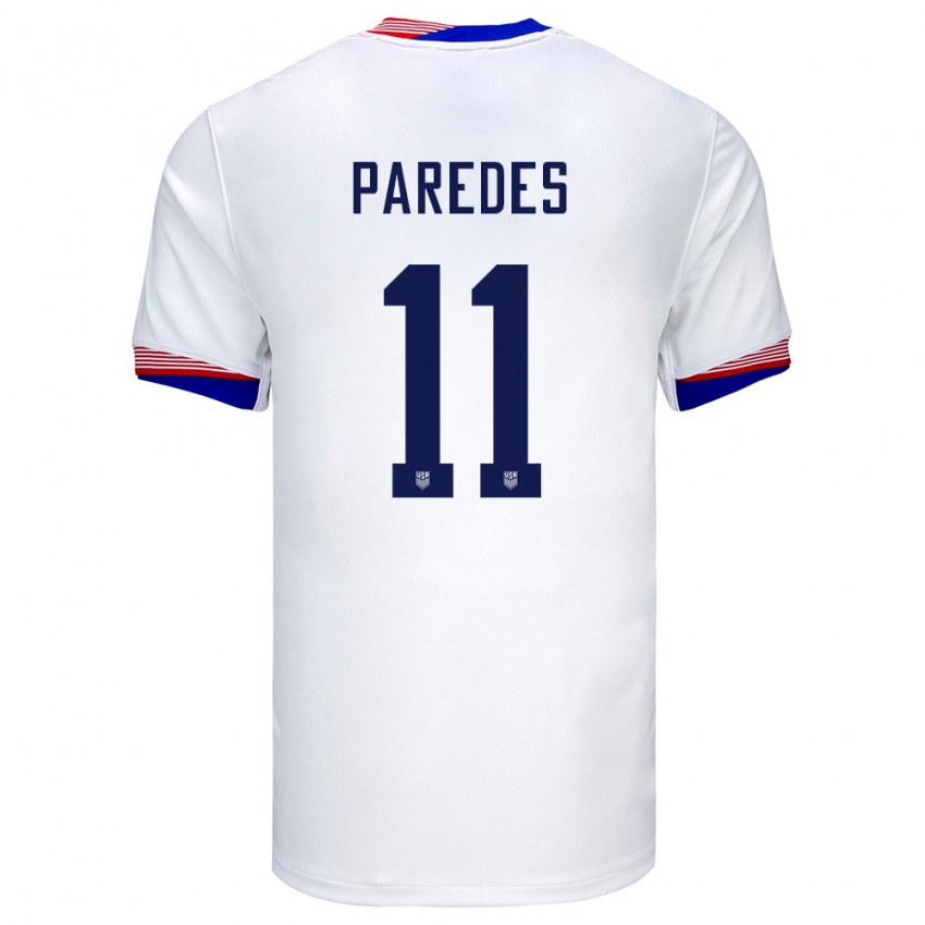 Niño Camiseta Estados Unidos Kevin Paredes #11 Blanco 1ª Equipación 24-26 La Camisa Perú