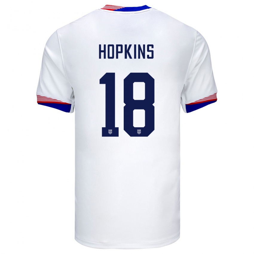 Niño Camiseta Estados Unidos Jackson Hopkins #18 Blanco 1ª Equipación 24-26 La Camisa Perú