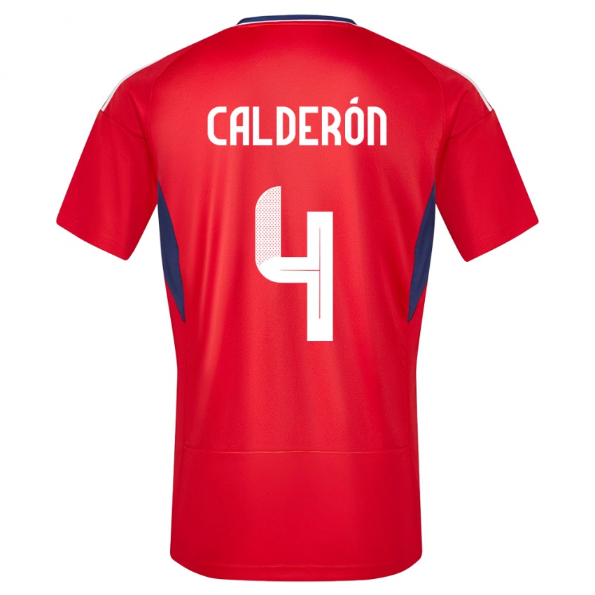 Niño Camiseta Costa Rica Brandon Calderon #4 Rojo 1ª Equipación 24-26 La Camisa Perú