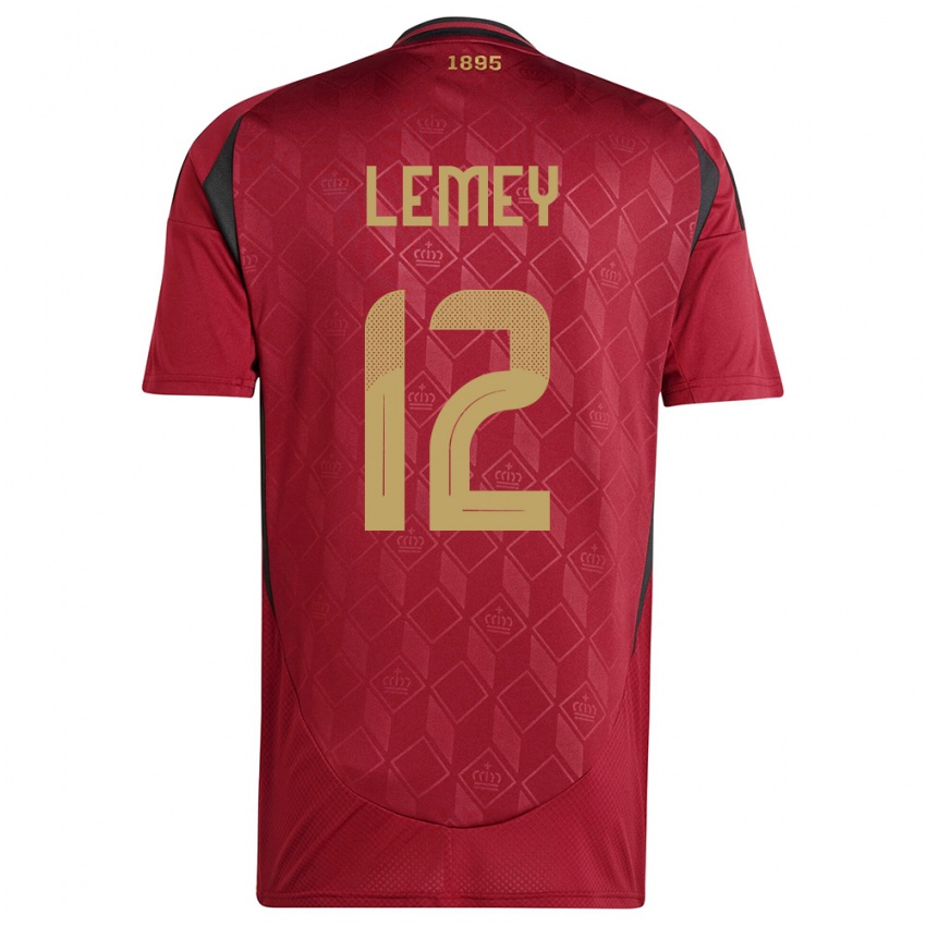 Niño Camiseta Bélgica Diede Lemey #12 Borgoña 1ª Equipación 24-26 La Camisa Perú