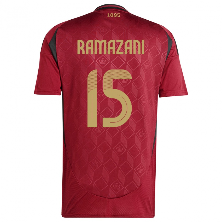 Niño Camiseta Bélgica Largie Ramazani #15 Borgoña 1ª Equipación 24-26 La Camisa Perú