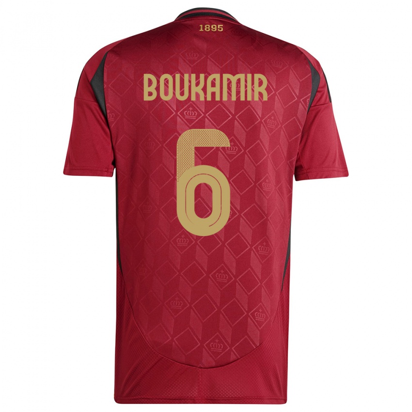 Niño Camiseta Bélgica Mehdi Boukamir #6 Borgoña 1ª Equipación 24-26 La Camisa Perú