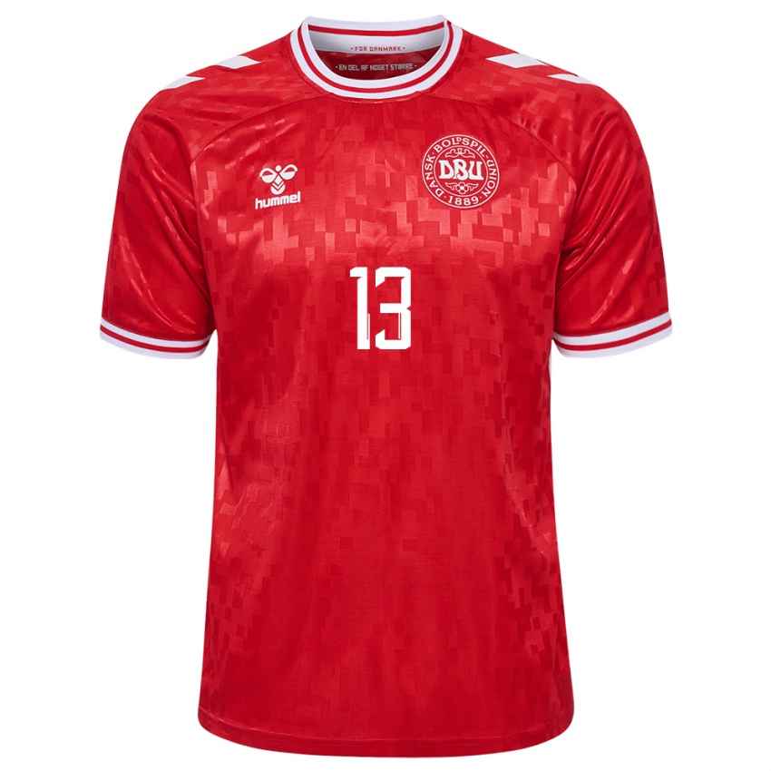 Niño Camiseta Dinamarca Karoline Olesen #13 Rojo 1ª Equipación 24-26 La Camisa Perú