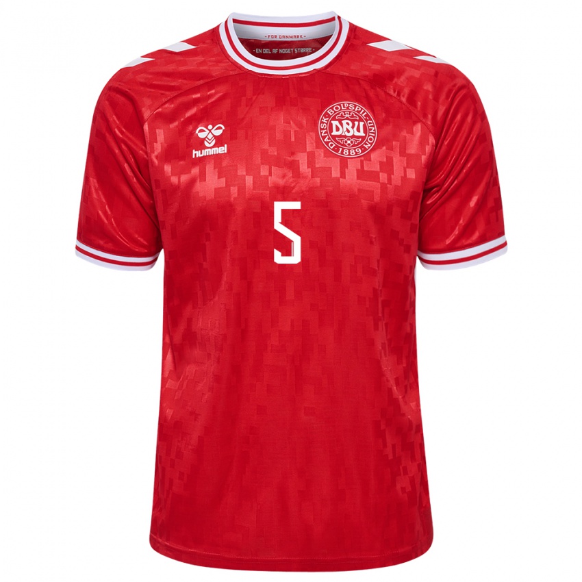 Niño Camiseta Dinamarca Gustav Mortensen #5 Rojo 1ª Equipación 24-26 La Camisa Perú