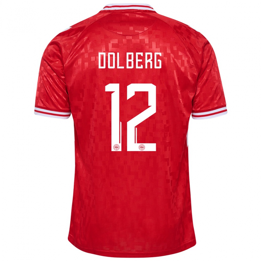 Niño Camiseta Dinamarca Kasper Dolberg #12 Rojo 1ª Equipación 24-26 La Camisa Perú