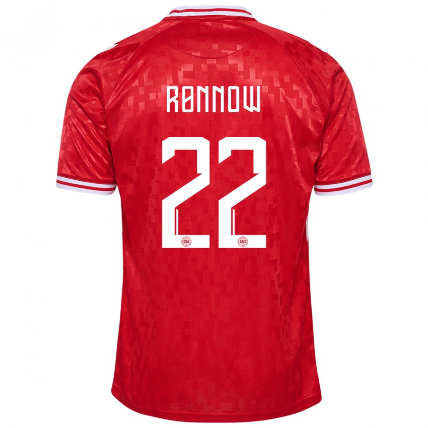 Niño Camiseta Dinamarca Frederik Ronnow #22 Rojo 1ª Equipación 24-26 La Camisa Perú