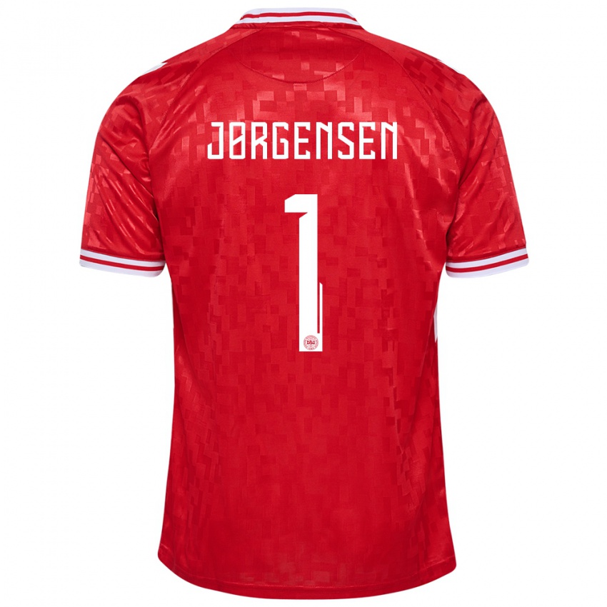 Niño Camiseta Dinamarca Filip Jørgensen #1 Rojo 1ª Equipación 24-26 La Camisa Perú