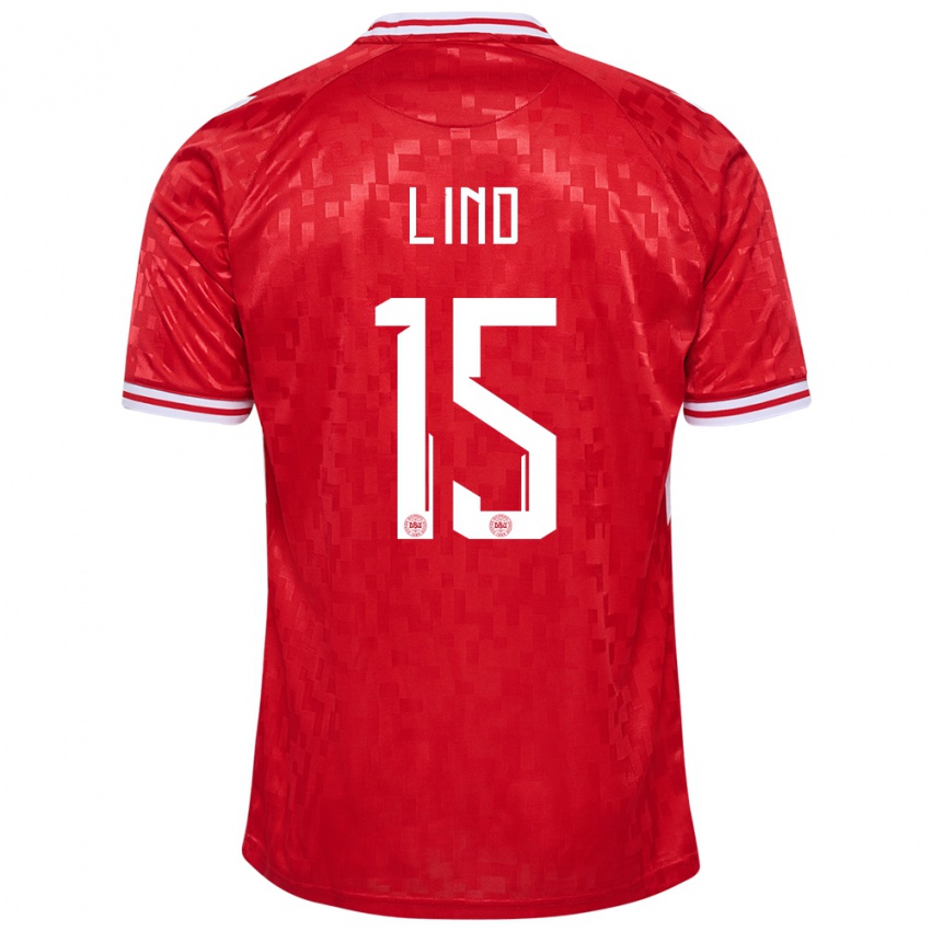 Niño Camiseta Dinamarca Victor Lind #15 Rojo 1ª Equipación 24-26 La Camisa Perú