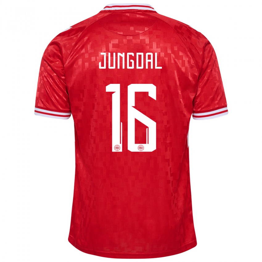 Niño Camiseta Dinamarca Andreas Jungdal #16 Rojo 1ª Equipación 24-26 La Camisa Perú