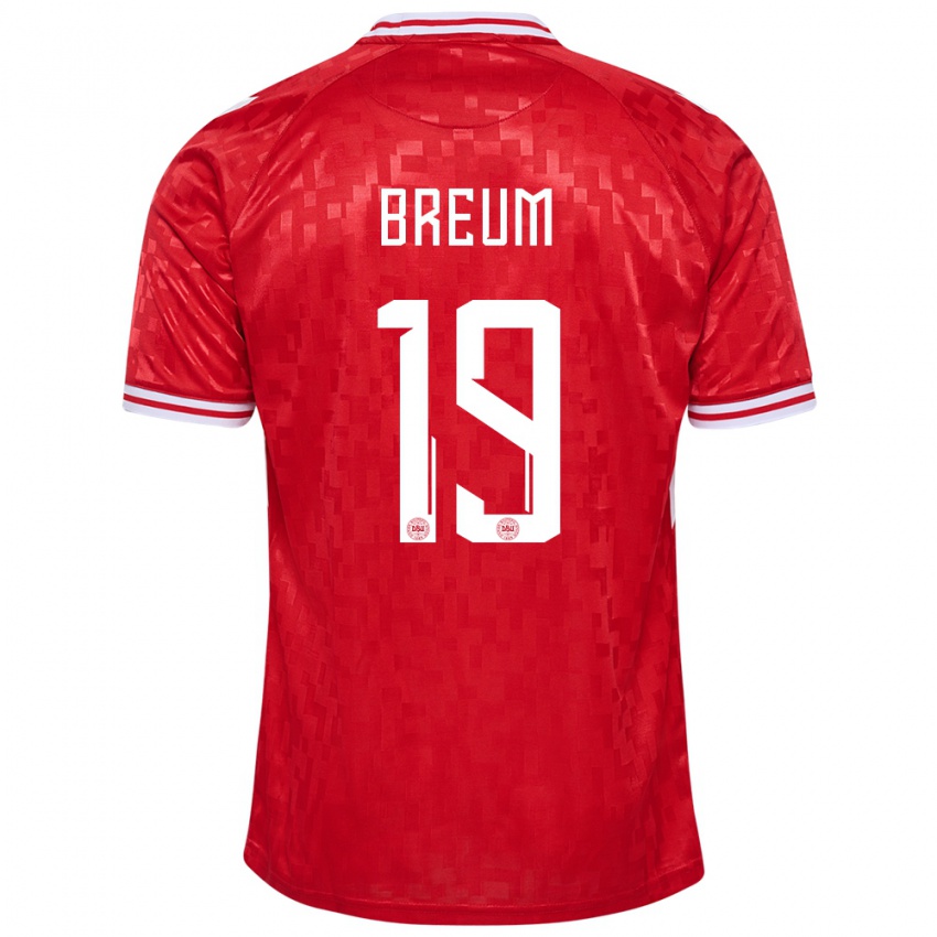 Niño Camiseta Dinamarca Jakob Breum #19 Rojo 1ª Equipación 24-26 La Camisa Perú