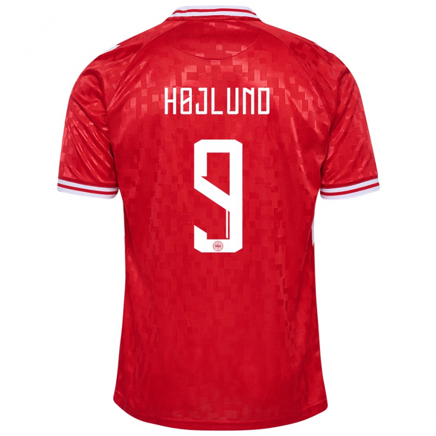 Niño Camiseta Dinamarca Emil Højlund #9 Rojo 1ª Equipación 24-26 La Camisa Perú