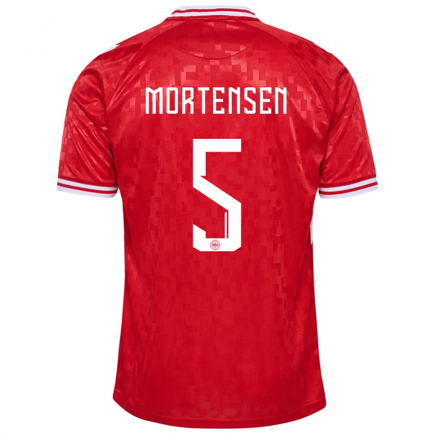 Niño Camiseta Dinamarca Gustav Mortensen #5 Rojo 1ª Equipación 24-26 La Camisa Perú