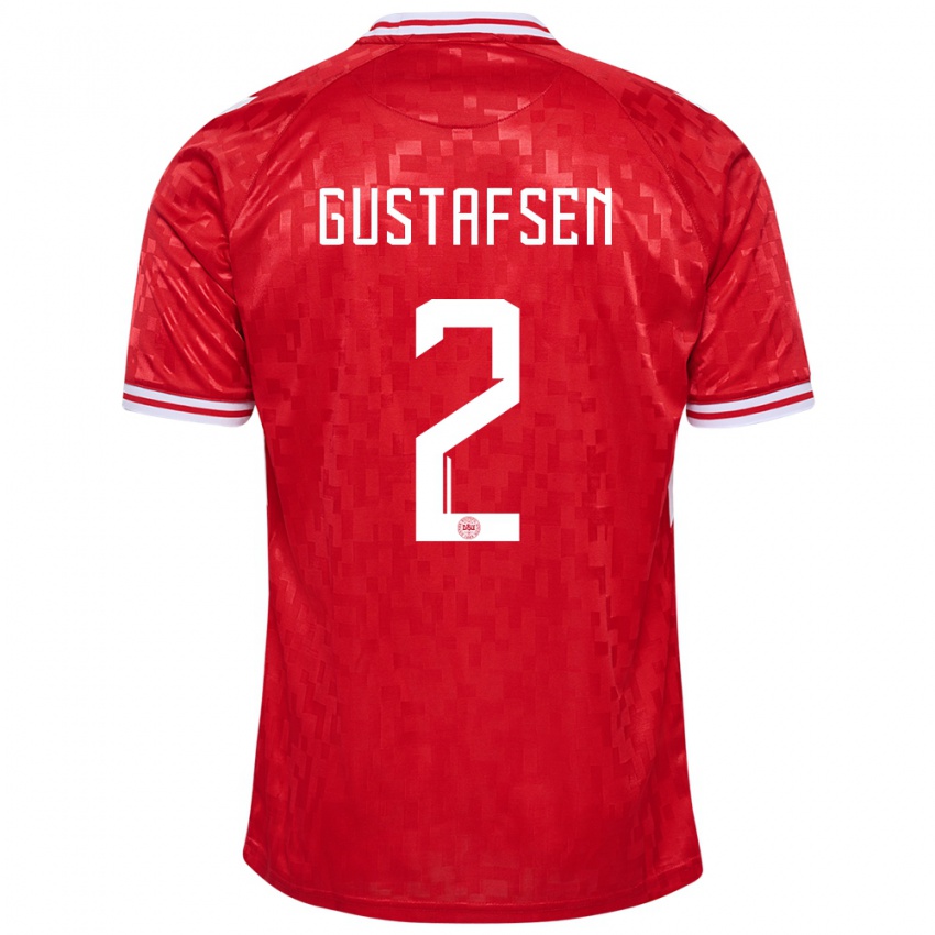 Niño Camiseta Dinamarca Victor Gustafsen #2 Rojo 1ª Equipación 24-26 La Camisa Perú