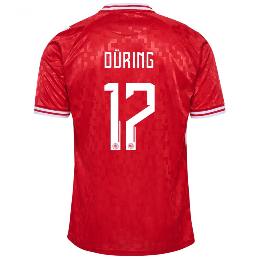 Niño Camiseta Dinamarca Rasmus Düring #17 Rojo 1ª Equipación 24-26 La Camisa Perú