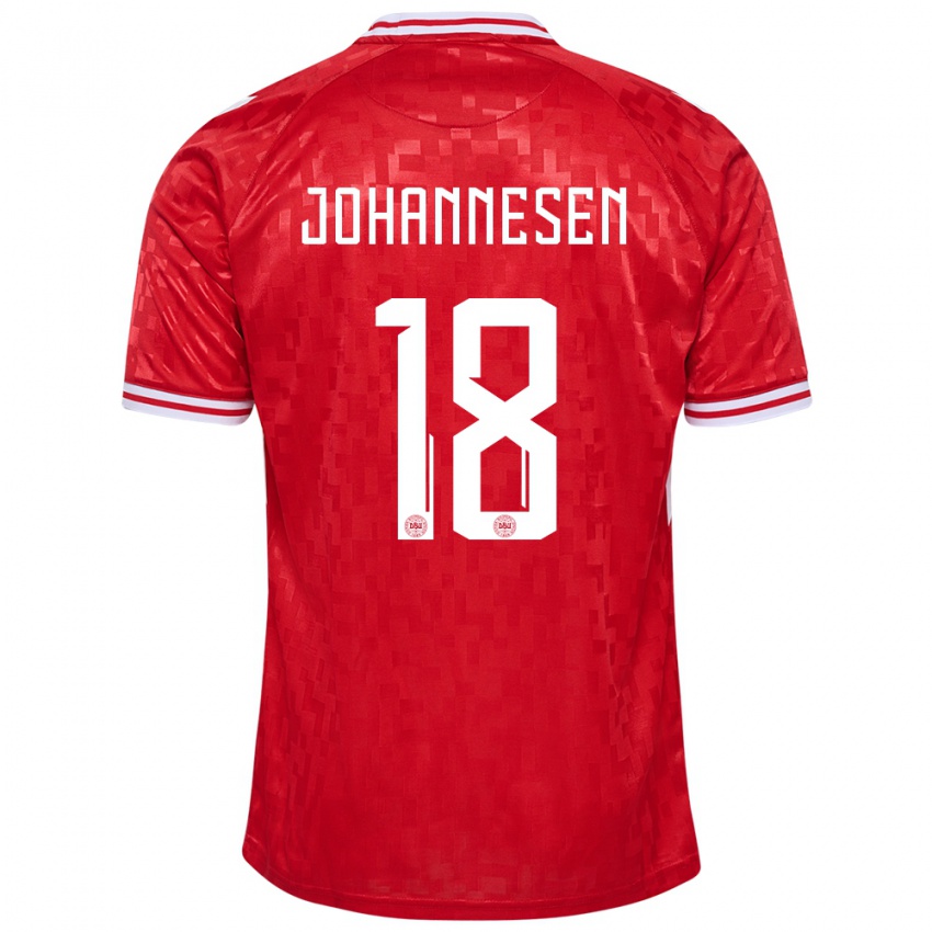 Niño Camiseta Dinamarca Sofus Johannesen #18 Rojo 1ª Equipación 24-26 La Camisa Perú