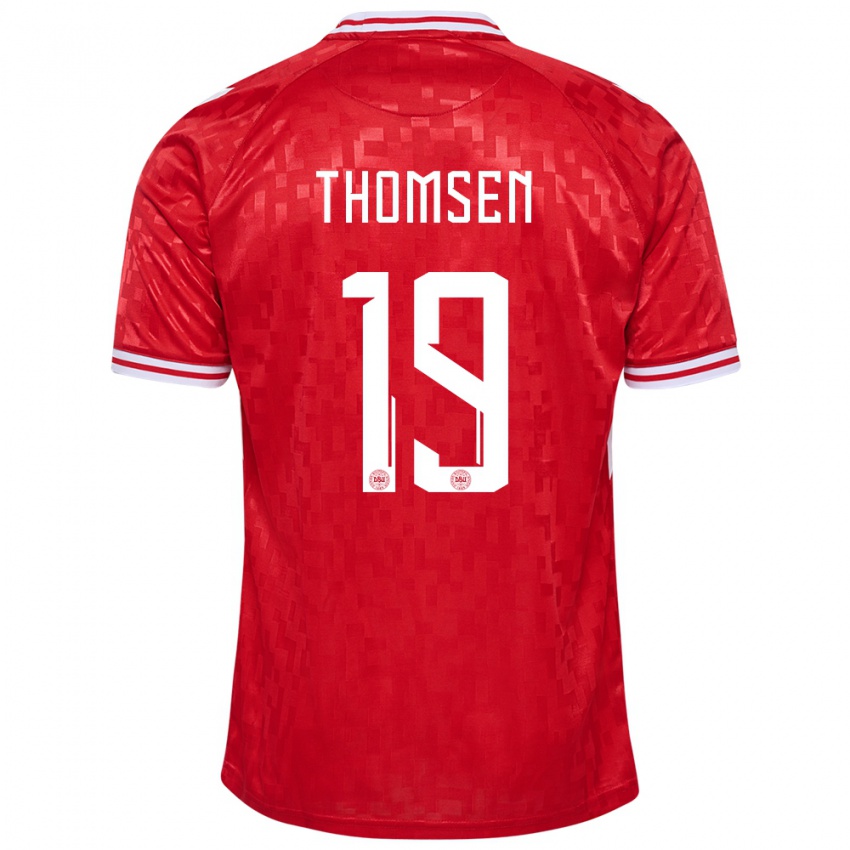 Niño Camiseta Dinamarca Janni Thomsen #19 Rojo 1ª Equipación 24-26 La Camisa Perú