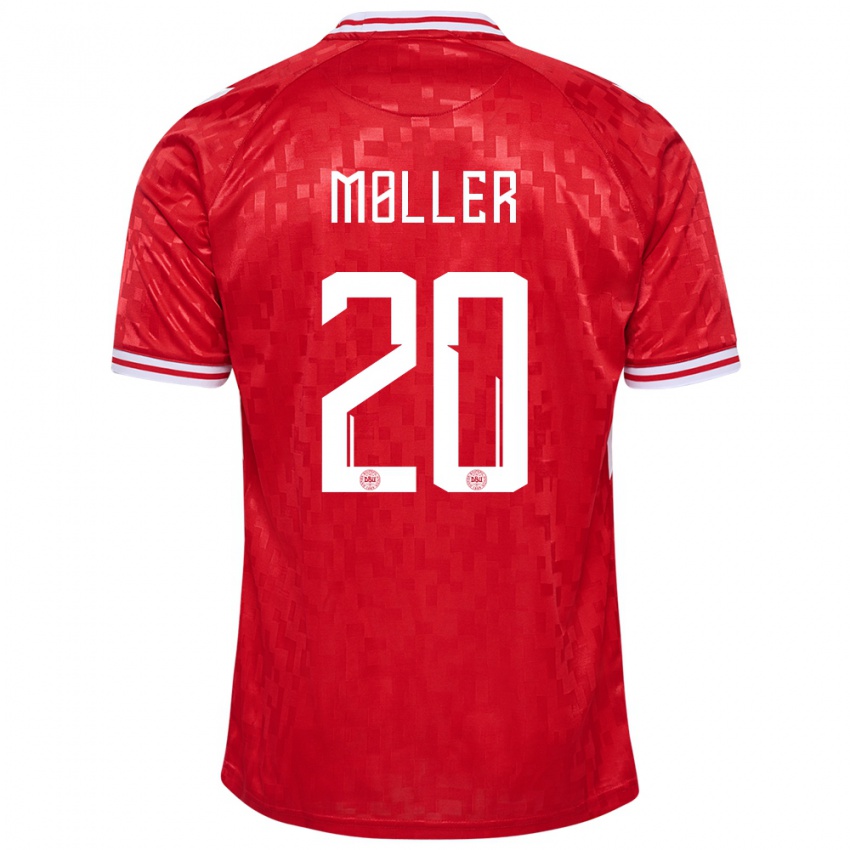 Niño Camiseta Dinamarca Caroline Moller #20 Rojo 1ª Equipación 24-26 La Camisa Perú