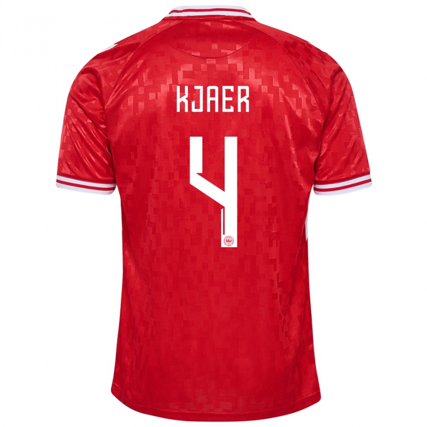 Niño Camiseta Dinamarca Simon Kjaer #4 Rojo 1ª Equipación 24-26 La Camisa Perú