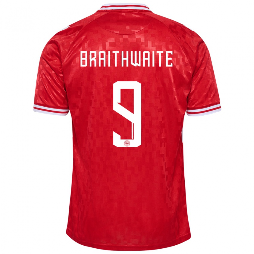 Niño Camiseta Dinamarca Martin Braithwaite #9 Rojo 1ª Equipación 24-26 La Camisa Perú