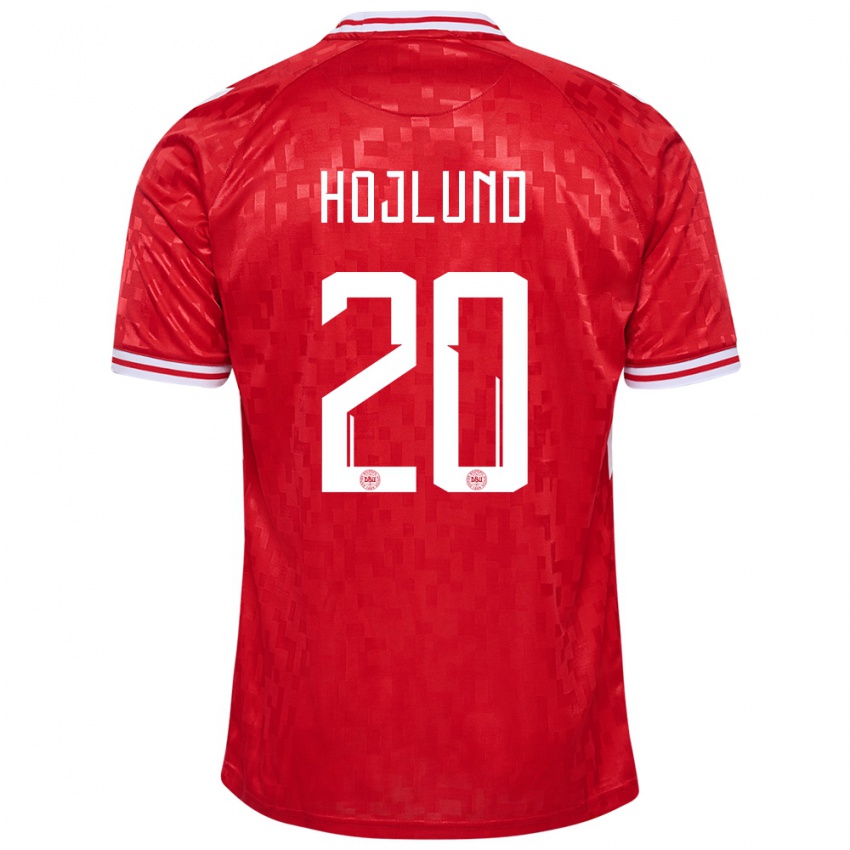 Niño Camiseta Dinamarca Rasmus Hojlund #20 Rojo 1ª Equipación 24-26 La Camisa Perú