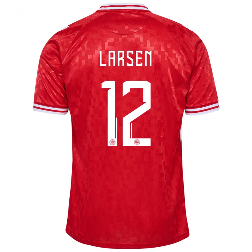 Niño Camiseta Dinamarca Stine Larsen #12 Rojo 1ª Equipación 24-26 La Camisa Perú