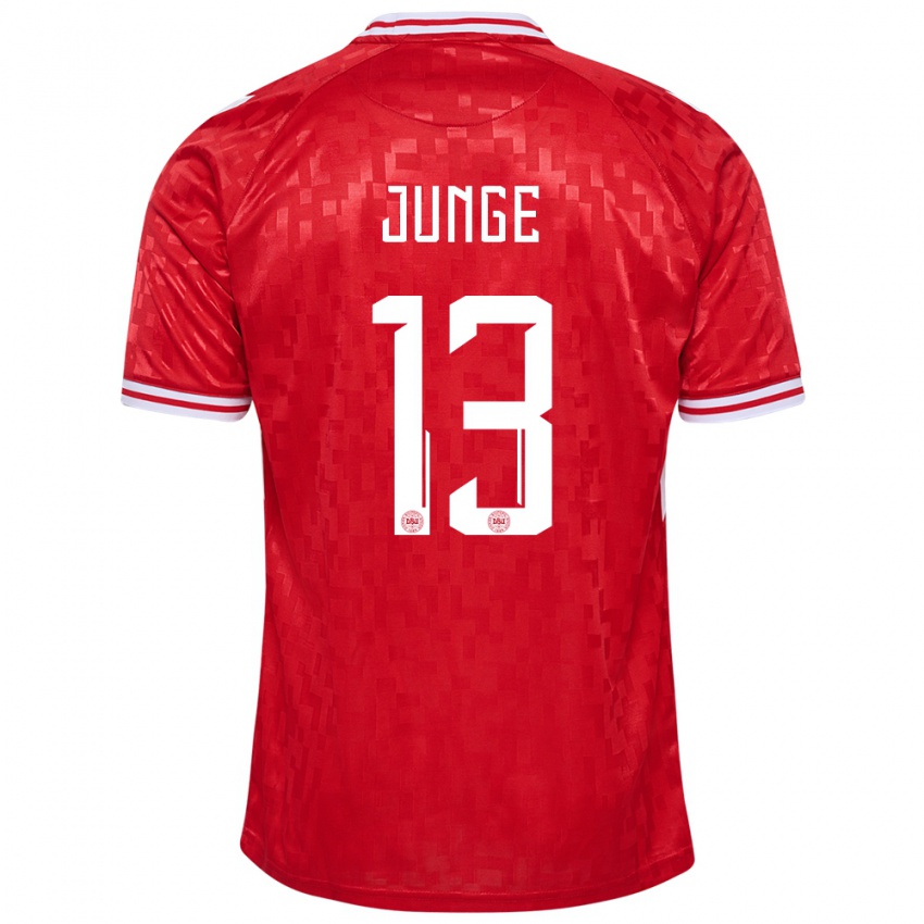 Niño Camiseta Dinamarca Sofie Junge #13 Rojo 1ª Equipación 24-26 La Camisa Perú