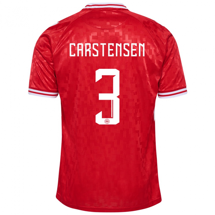 Niño Camiseta Dinamarca Rasmus Carstensen #3 Rojo 1ª Equipación 24-26 La Camisa Perú