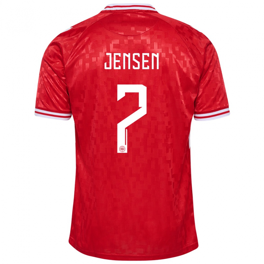 Niño Camiseta Dinamarca Victor Jensen #7 Rojo 1ª Equipación 24-26 La Camisa Perú