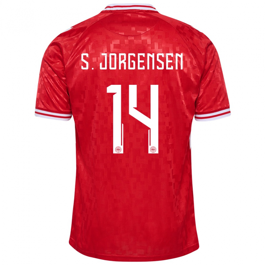 Niño Camiseta Dinamarca Sebastian Jorgensen #14 Rojo 1ª Equipación 24-26 La Camisa Perú