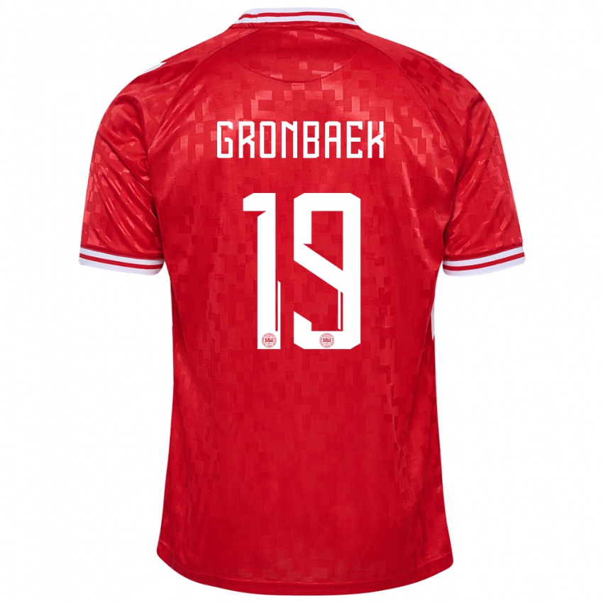 Niño Camiseta Dinamarca Albert Gronbaek #19 Rojo 1ª Equipación 24-26 La Camisa Perú