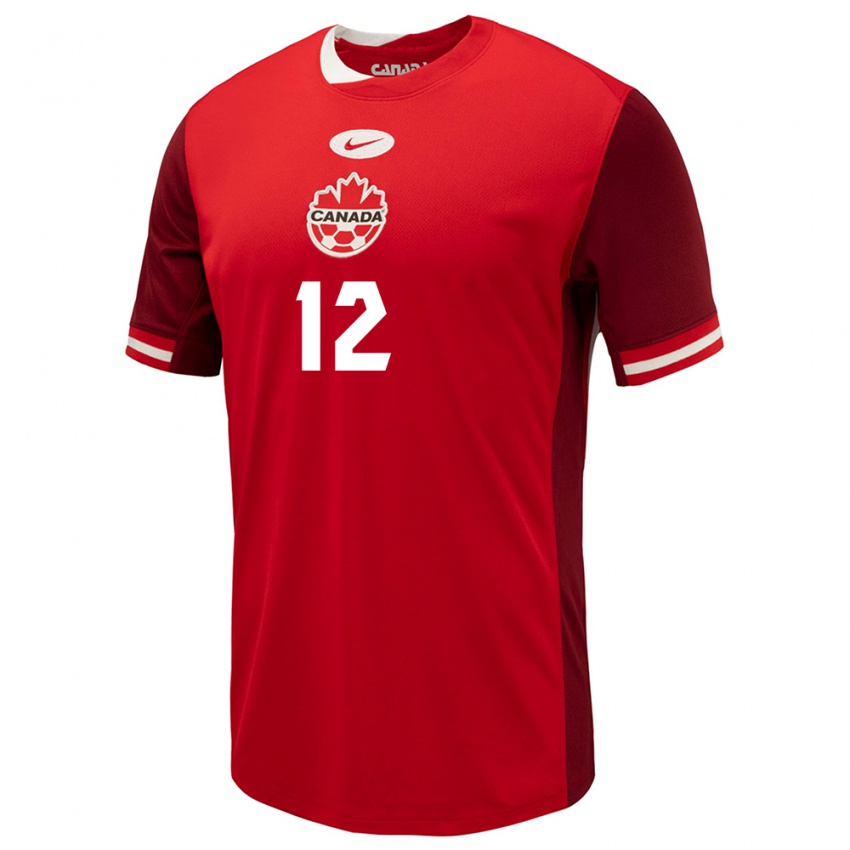 Niño Camiseta Canadá Jacen Russell-Rowe #12 Rojo 1ª Equipación 24-26 La Camisa Perú