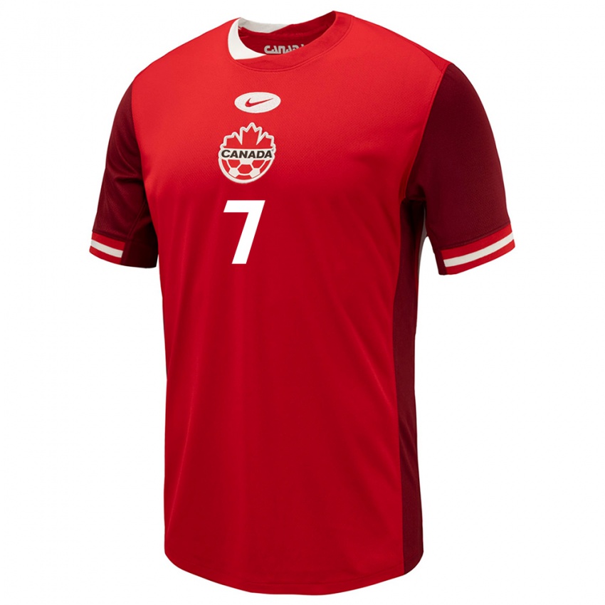 Niño Camiseta Canadá Stephen Eustaquio #7 Rojo 1ª Equipación 24-26 La Camisa Perú