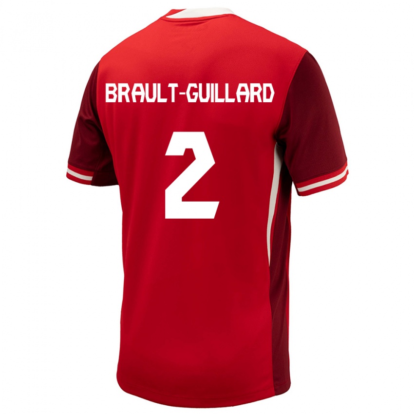 Niño Camiseta Canadá Zachary Brault-Guillard #2 Rojo 1ª Equipación 24-26 La Camisa Perú