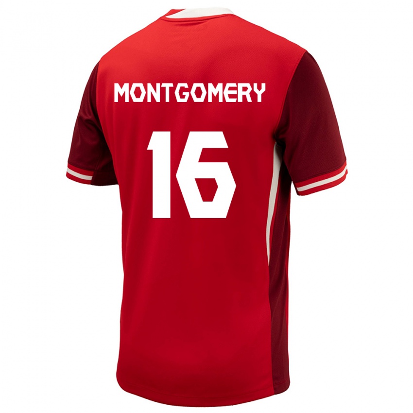 Niño Camiseta Canadá Callum Montgomery #16 Rojo 1ª Equipación 24-26 La Camisa Perú