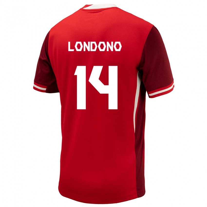 Niño Camiseta Canadá Tyler Londono #14 Rojo 1ª Equipación 24-26 La Camisa Perú