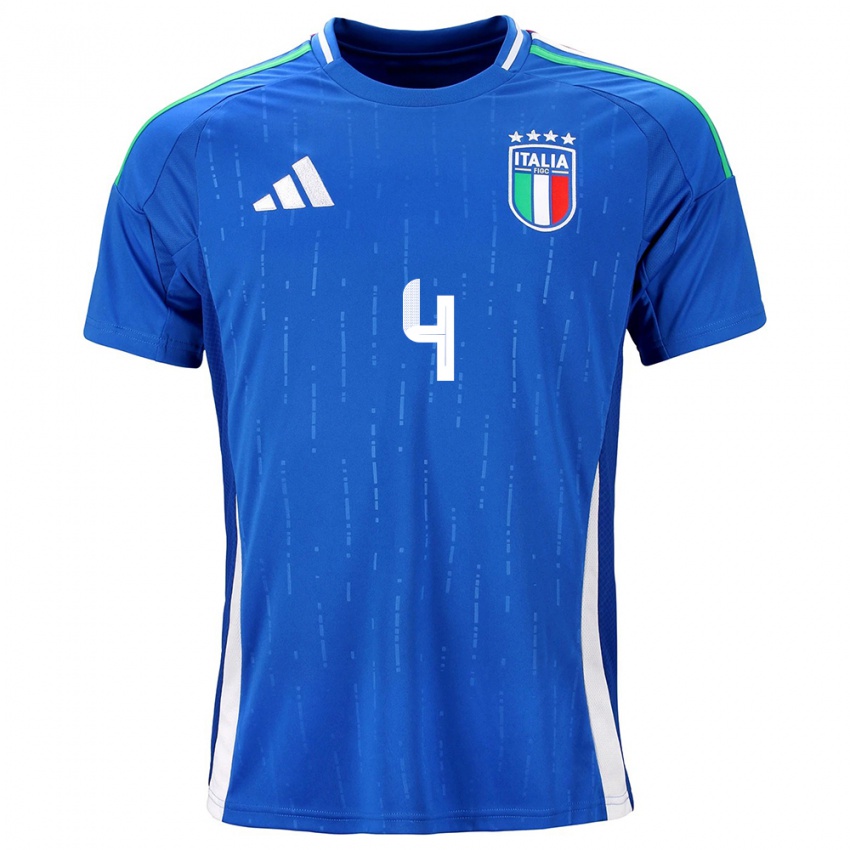 Niño Camiseta Italia Alessandro Buongiorno #4 Azul 1ª Equipación 24-26 La Camisa Perú