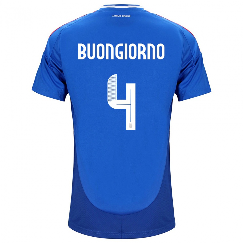 Niño Camiseta Italia Alessandro Buongiorno #4 Azul 1ª Equipación 24-26 La Camisa Perú