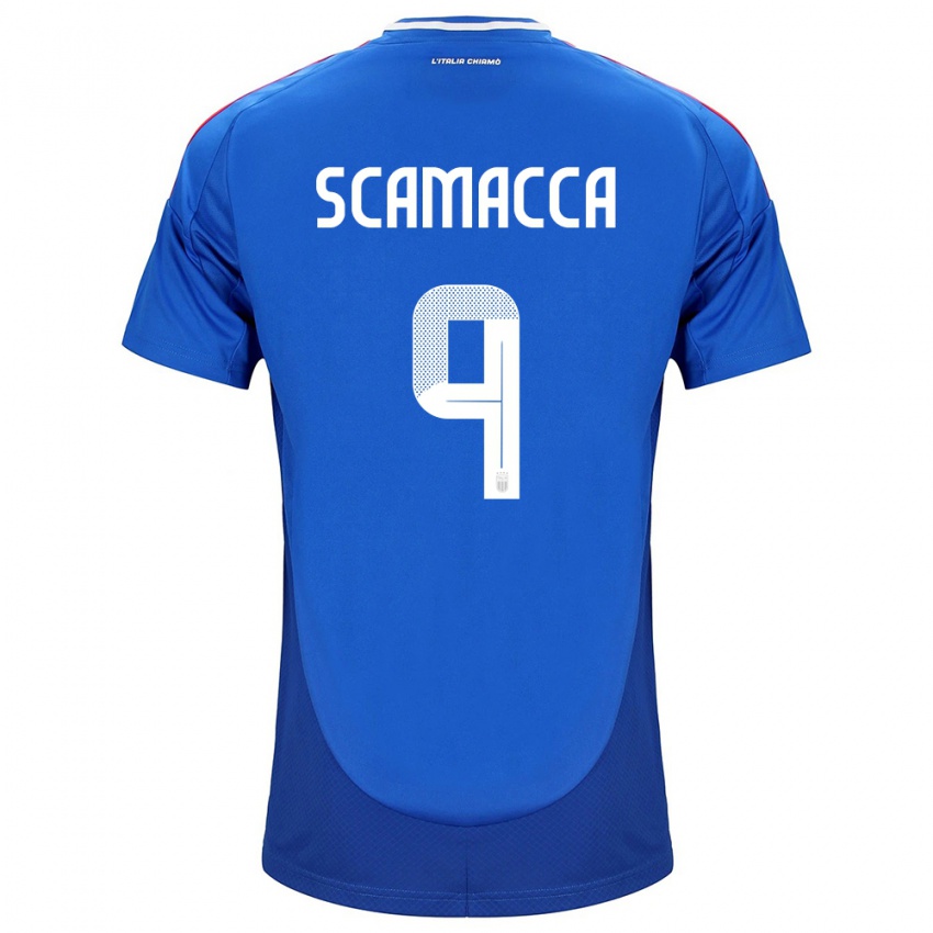 Niño Camiseta Italia Gianluca Scamacca #9 Azul 1ª Equipación 24-26 La Camisa Perú