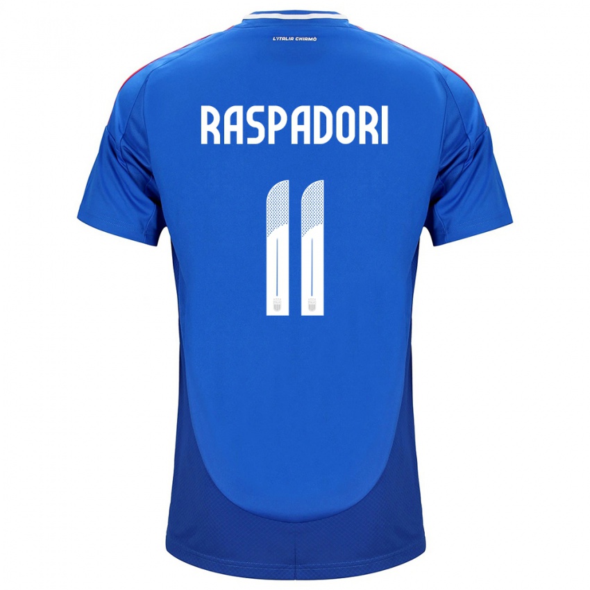 Niño Camiseta Italia Giacomo Raspadori #11 Azul 1ª Equipación 24-26 La Camisa Perú