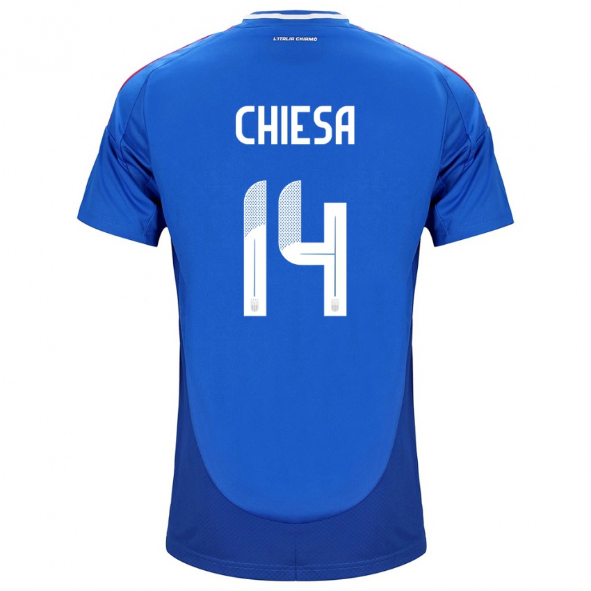 Niño Camiseta Italia Federico Chiesa #14 Azul 1ª Equipación 24-26 La Camisa Perú