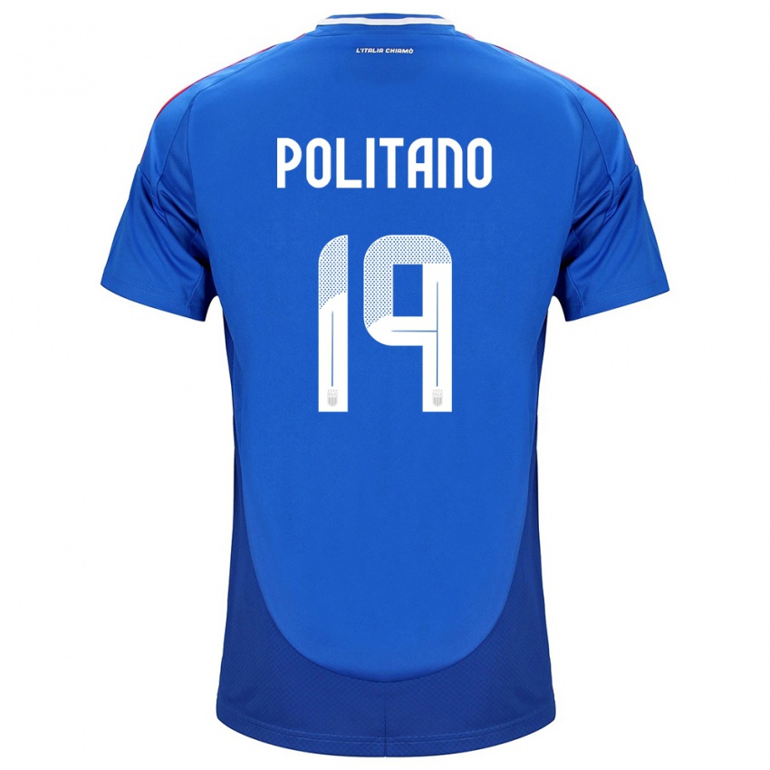 Niño Camiseta Italia Matteo Politano #19 Azul 1ª Equipación 24-26 La Camisa Perú