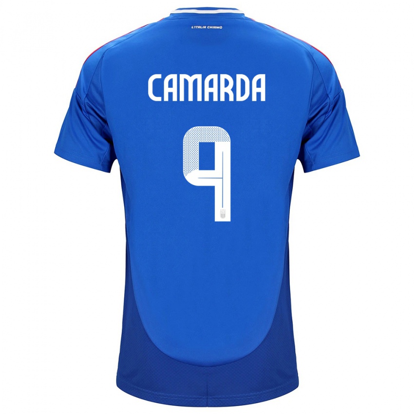 Niño Camiseta Italia Francesco Camarda #9 Azul 1ª Equipación 24-26 La Camisa Perú