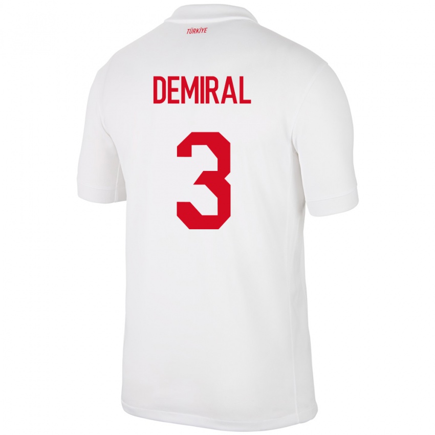 Niño Camiseta Turquía Merih Demiral #3 Blanco 1ª Equipación 24-26 La Camisa Perú
