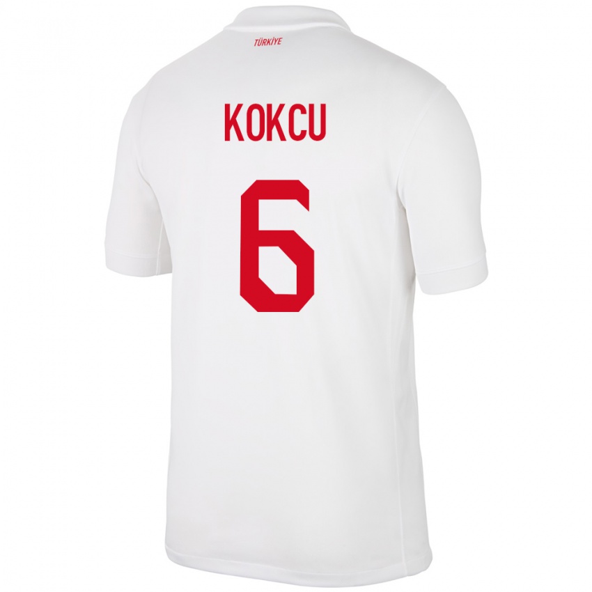 Niño Camiseta Turquía Orkun Kökçü #6 Blanco 1ª Equipación 24-26 La Camisa Perú