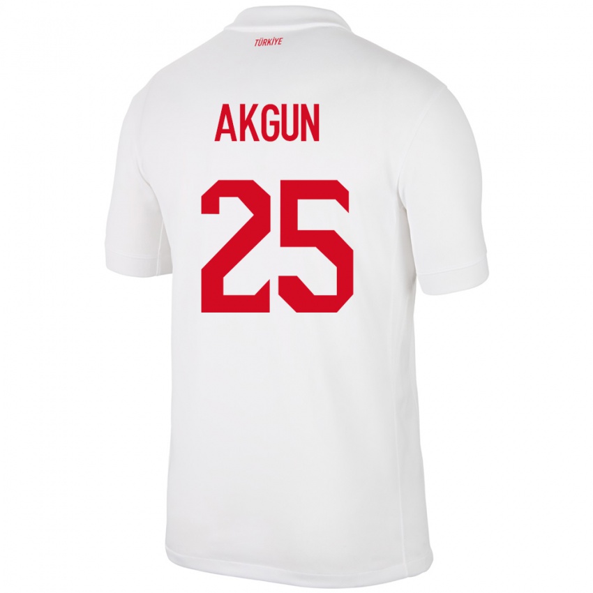 Niño Camiseta Turquía Yunus Akgün #25 Blanco 1ª Equipación 24-26 La Camisa Perú