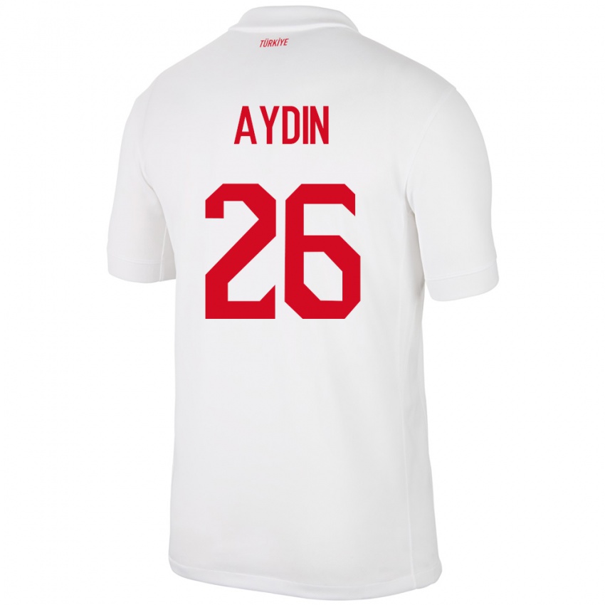 Niño Camiseta Turquía Oğuz Aydın #26 Blanco 1ª Equipación 24-26 La Camisa Perú