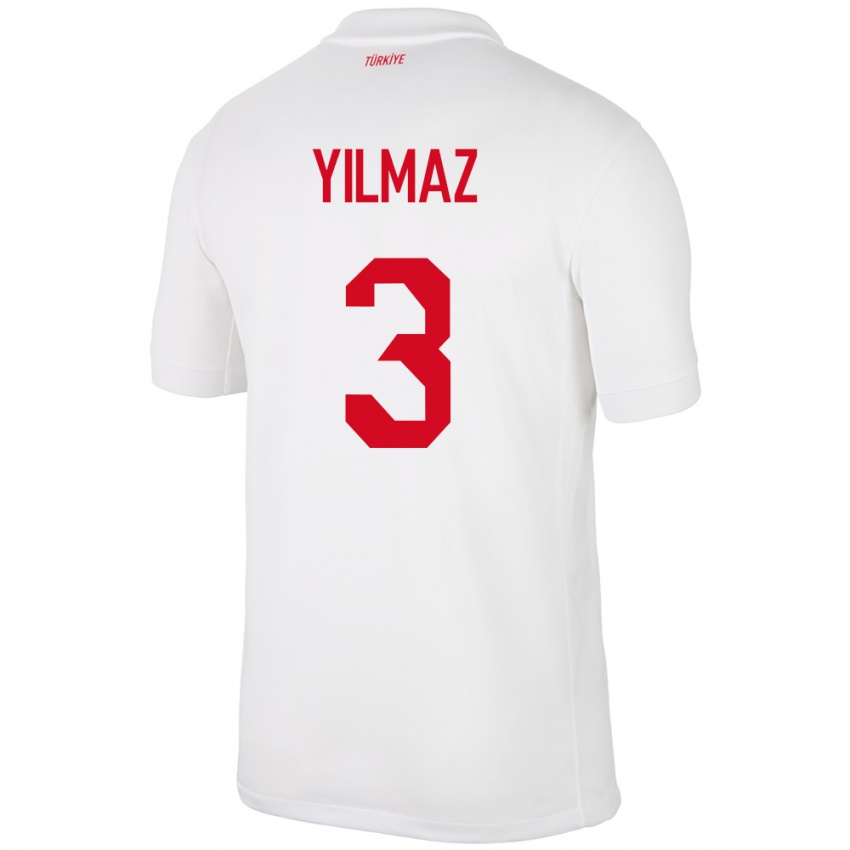 Niño Camiseta Turquía Berkay Yılmaz #3 Blanco 1ª Equipación 24-26 La Camisa Perú