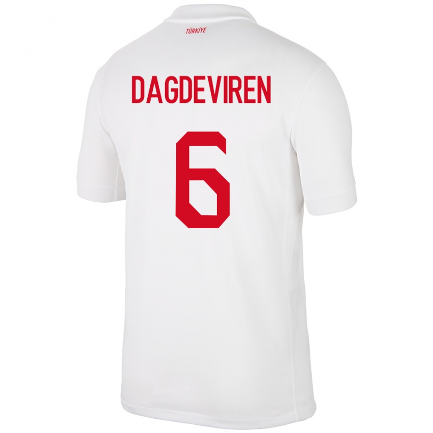 Niño Camiseta Turquía Diren Dağdeviren #6 Blanco 1ª Equipación 24-26 La Camisa Perú