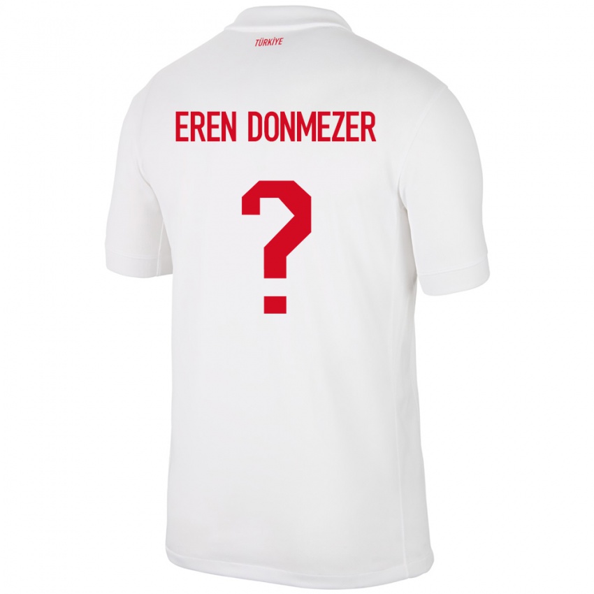 Niño Camiseta Turquía Deniz Eren Dönmezer #0 Blanco 1ª Equipación 24-26 La Camisa Perú