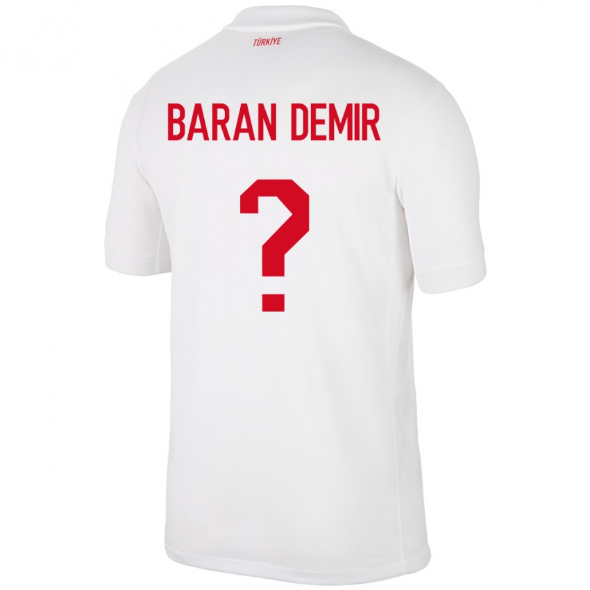 Niño Camiseta Turquía Tuna Baran Demir #0 Blanco 1ª Equipación 24-26 La Camisa Perú